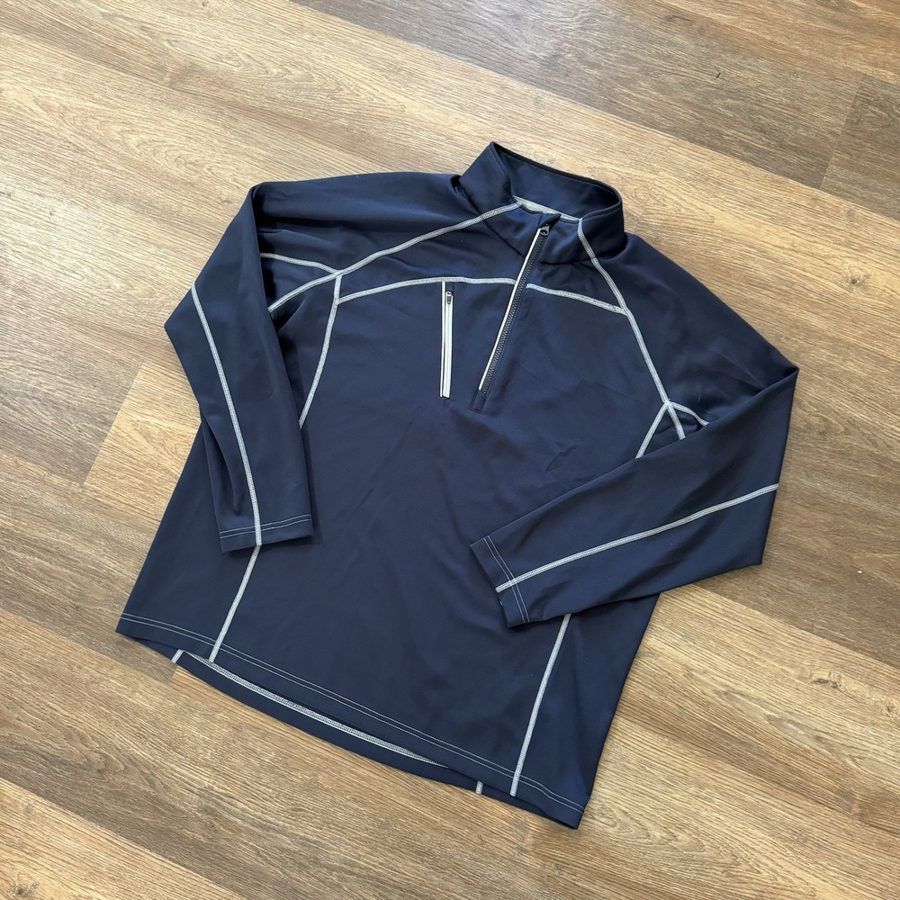Sunice Golf Pullover Shirt Adult Blue Quarter Zip‎ Lightweight Athletic Men FLAW